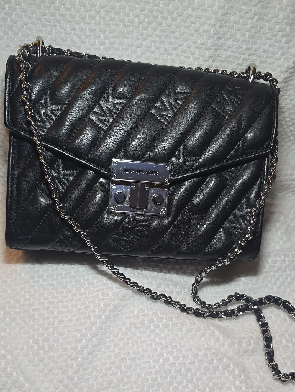 MICHAEL KORS Black Quilted Leather Chain Crossbody Bag